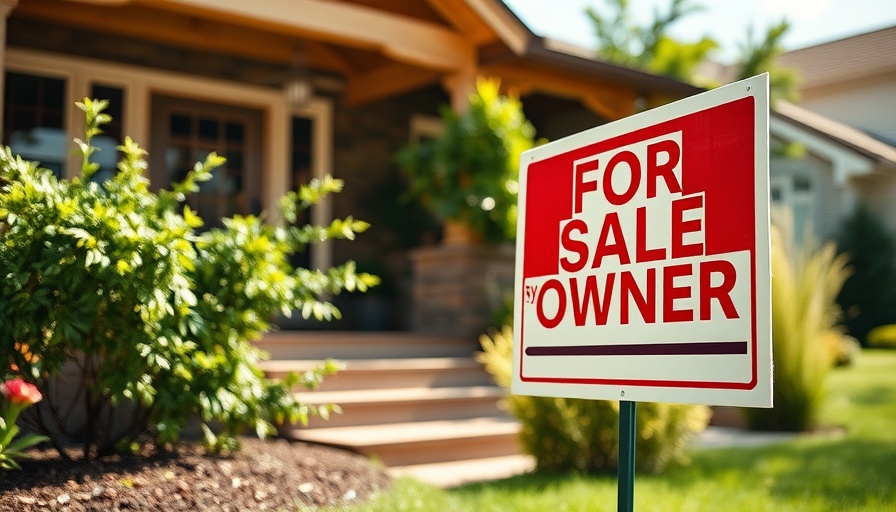 Real estate marketing 'For Sale By Owner' sign in front yard.