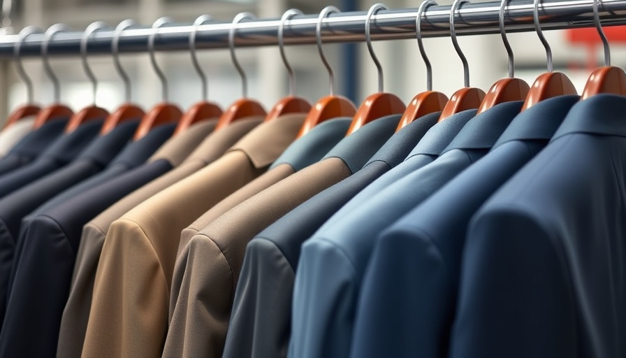 Non-toxic dry cleaning in Calgary with neatly organized suits on hangers.
