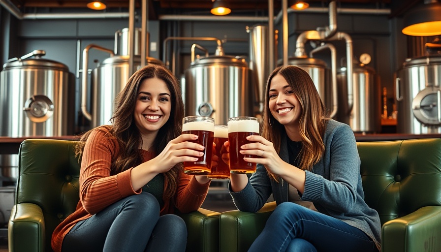 Bitter Sisters Brewing founders holding beer in cozy brewery