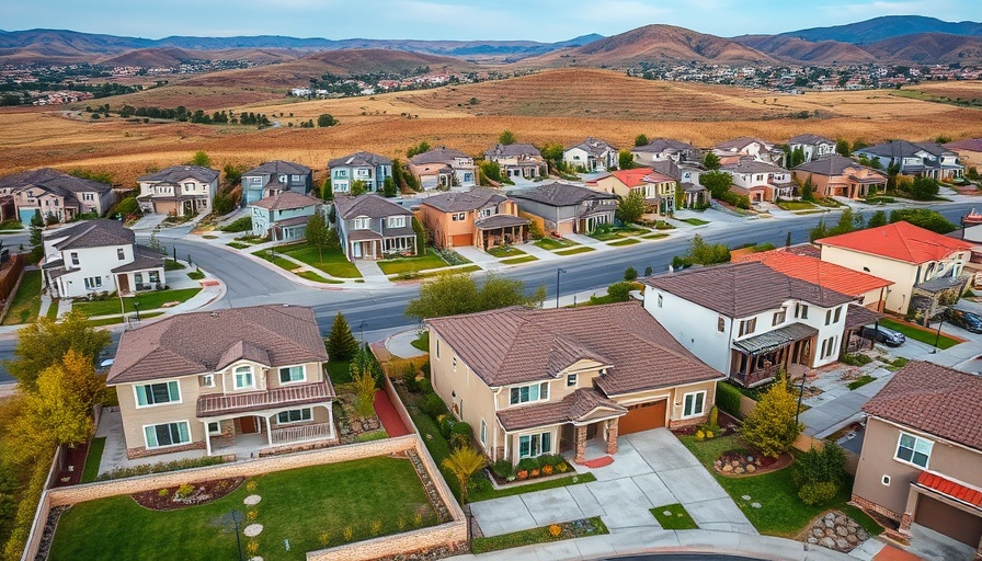 Vermilion Hill new show homes aerial view in suburban development.