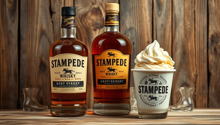Stampede Whisky Ice Cream and Whisky in rustic setting.