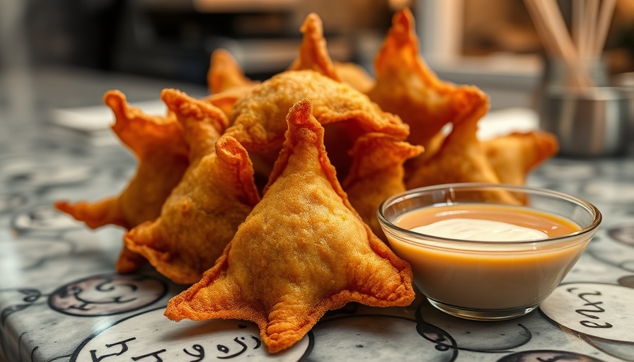 Crispy vegan wontons with sauce, Vegan Vietnamese Cuisine.