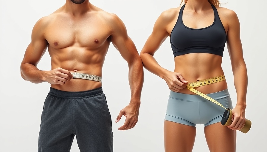 Fit couple measuring waist for Calgary Body Contouring Deals