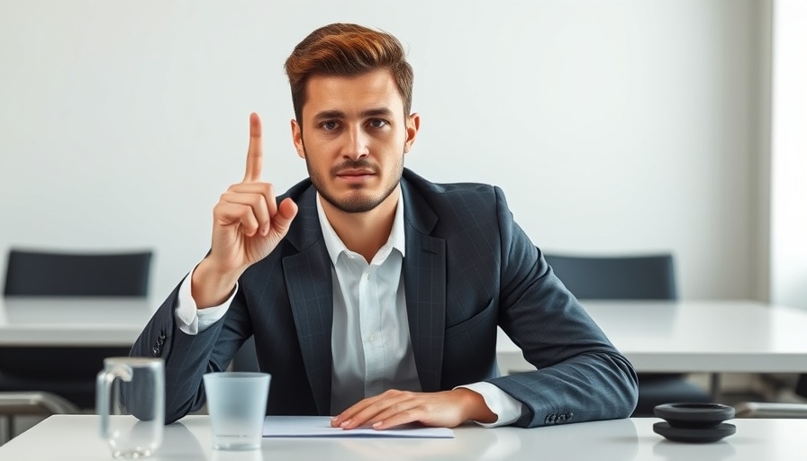 Confident young man raising finger in a meeting discussing Epstein birthday book.