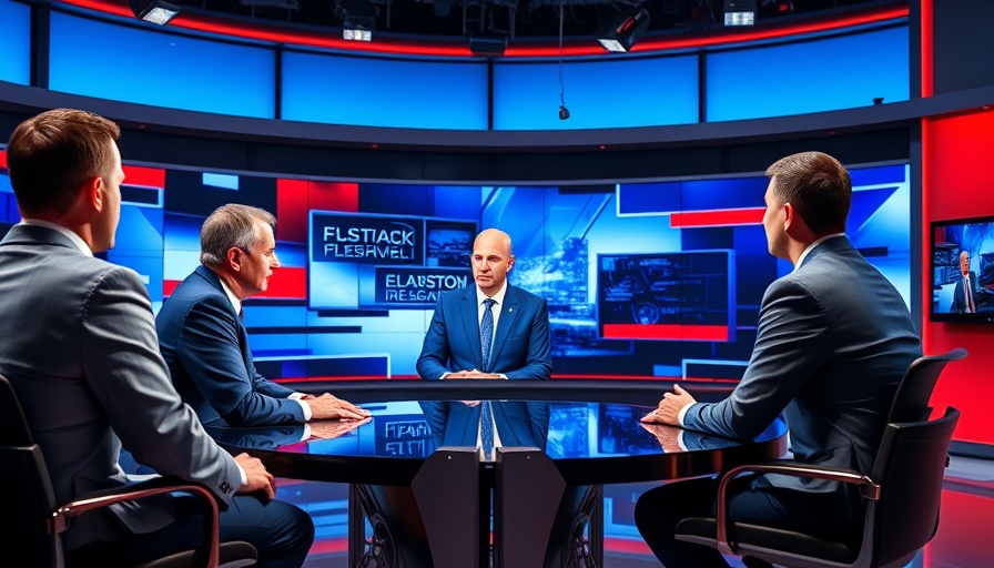 News panel discussing Epstein Estate Transparency in modern studio.