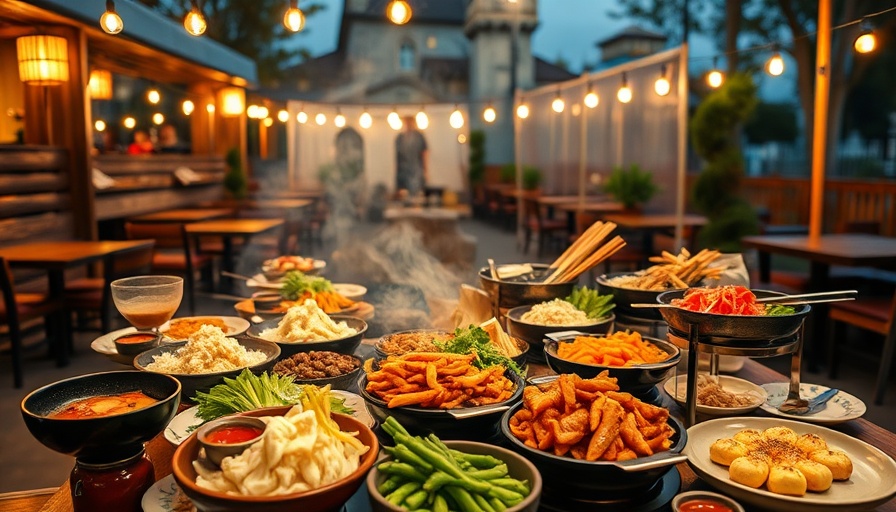 Sumptuous Korean BBQ in Calgary restaurant, delicious spread under ambient lighting.