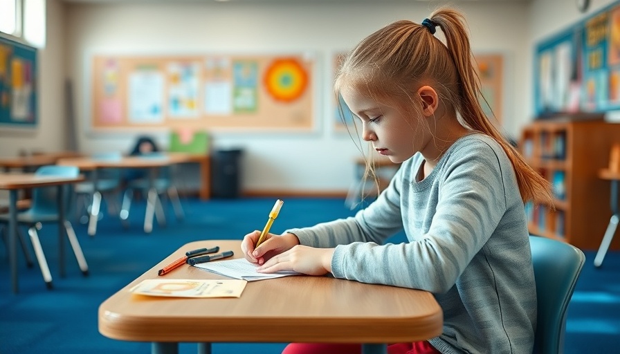 Young girl writing notes in a classroom addressing summer learning loss.