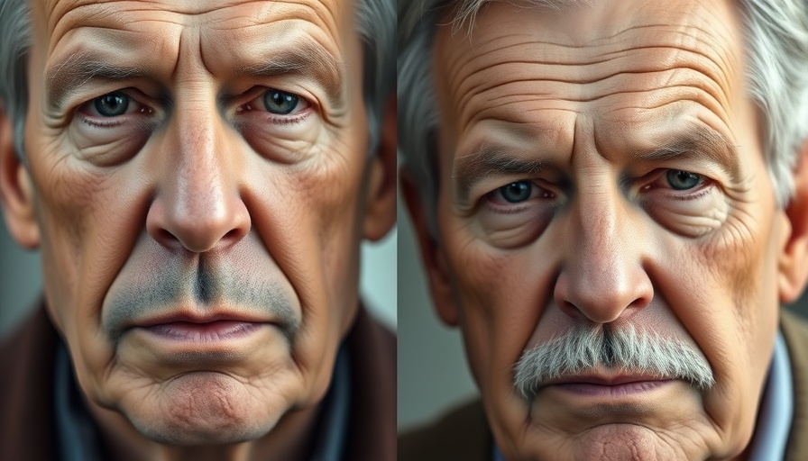 Close-up of two serious male figures at a summit in Alaska.
