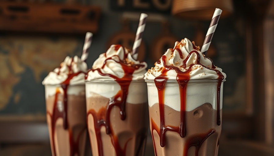 Indulgent chocolate milkshakes in mason jars with lavish toppings, Calgary's Best Milkshakes.