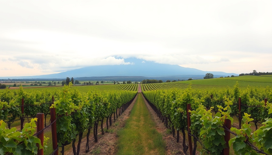 Mount Etna wines vineyard with cloudy mountain backdrop.