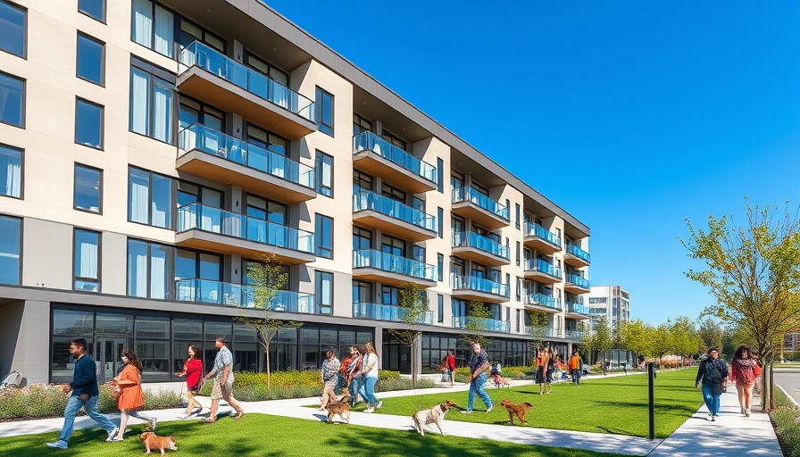 Modern waterfront development building in Sylvan Lake.
