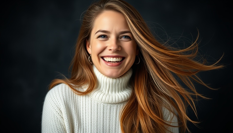 Smiling woman with brown hair at Unique Creations Salon, promoting discounts.
