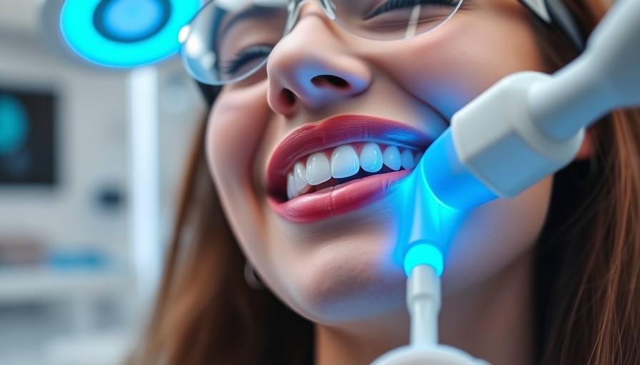 Teeth whitening treatment in Calgary with blue LED light.