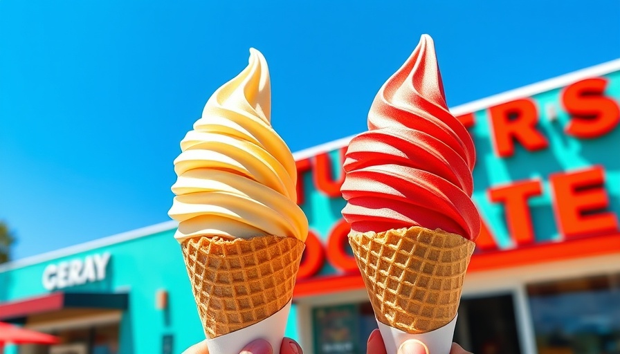 Authentic Italian Gelato Calgary being held in front of a gelato shop.