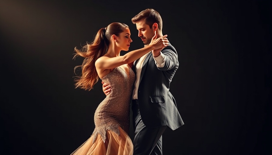 Latin dance couple performing dramatic pose, Calgary Dance Classes
