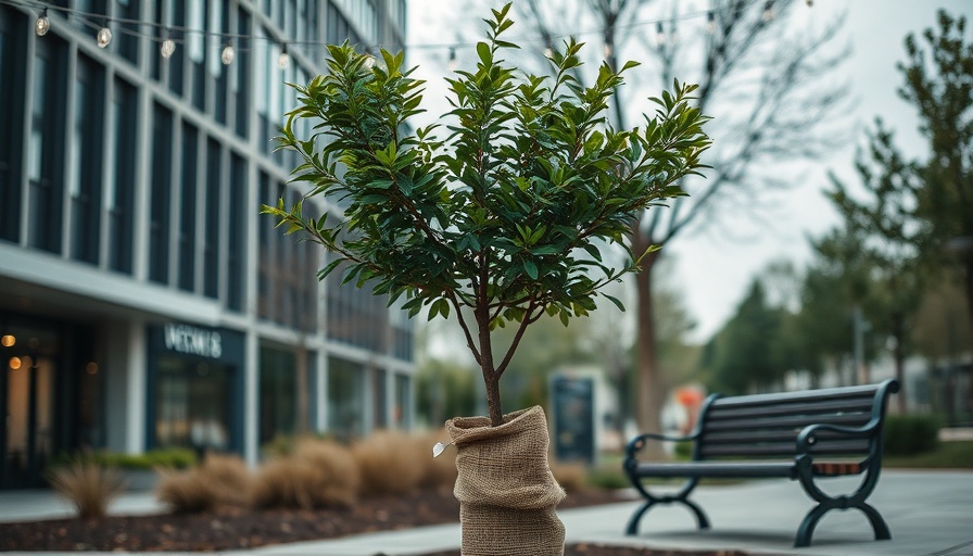 Tree care routines for climate change in urban area with burlap-wrapped tree