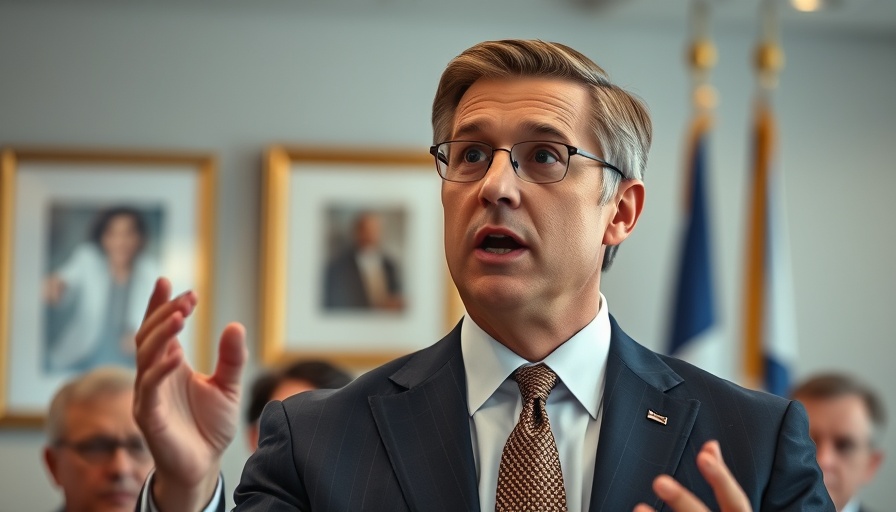 Businessman addressing audience in office setting.