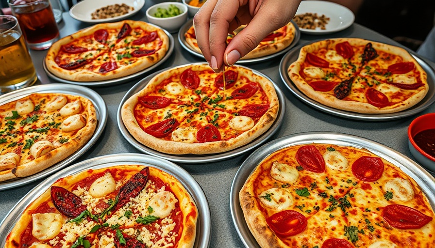Creative pizzas in Elora with diverse toppings and chili oil drizzle.