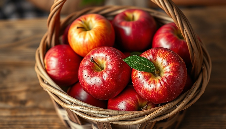 Rustic basket of red apples on wooden table, versatile cooking ingredient.