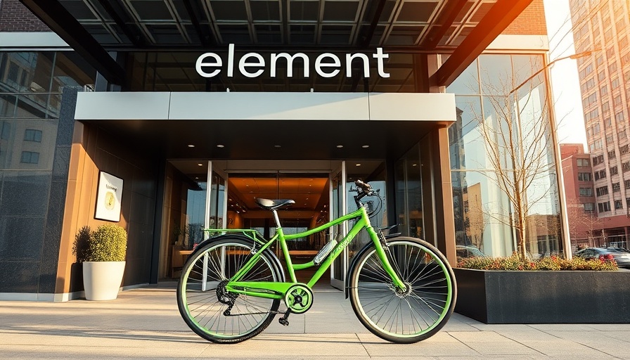 Element Calgary Downtown Hotel entrance with bicycle.