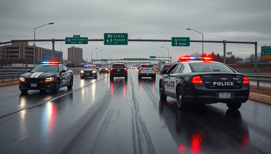 Police vehicles in action on Dallas highway during emergency response.