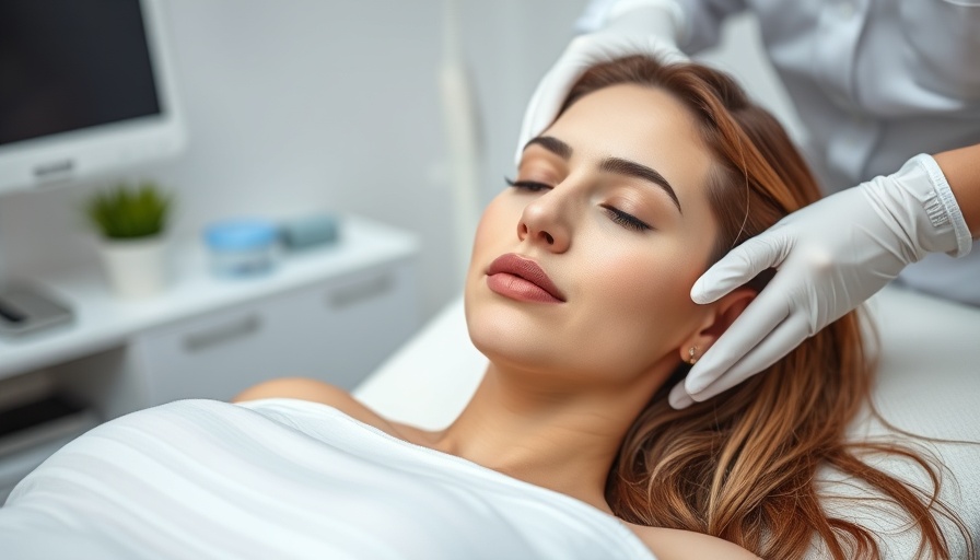Young woman undergoing cavitation liposuction treatment.