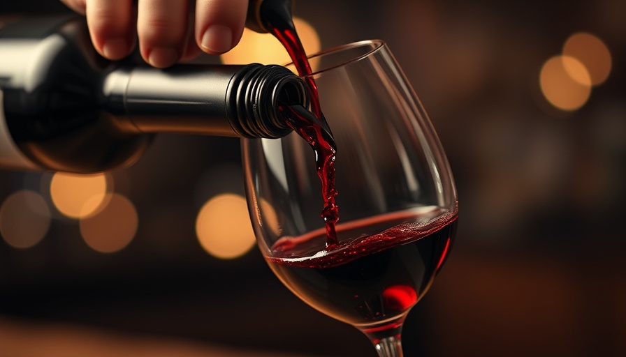 Red wine pouring into a glass at Calgary Rocky Mountain Wine & Food Festival.