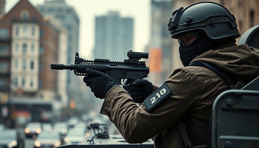 Tactical soldier in Chicago National Guard deployment scene