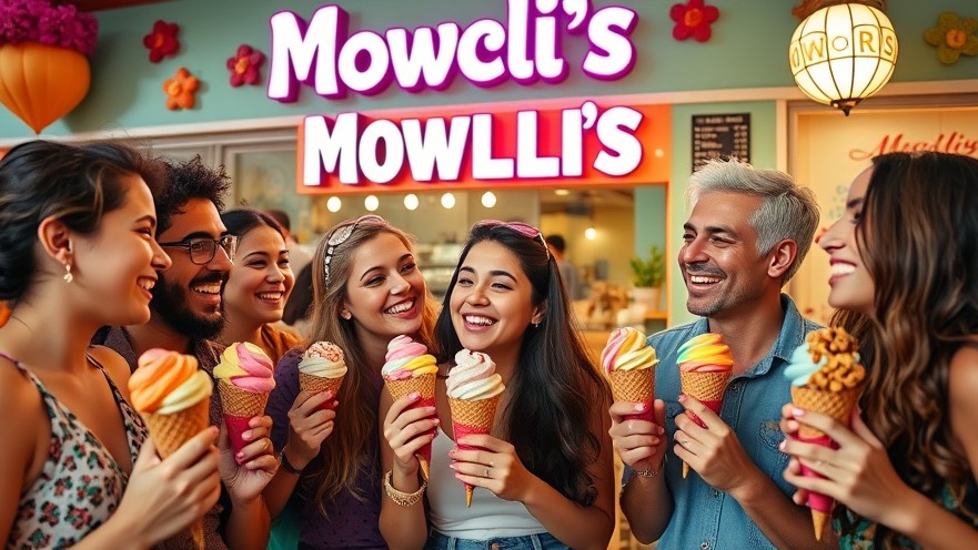 Friends savoring tropical ice cream flavors at Mowgli's, showcasing Calgary's culinary scene.