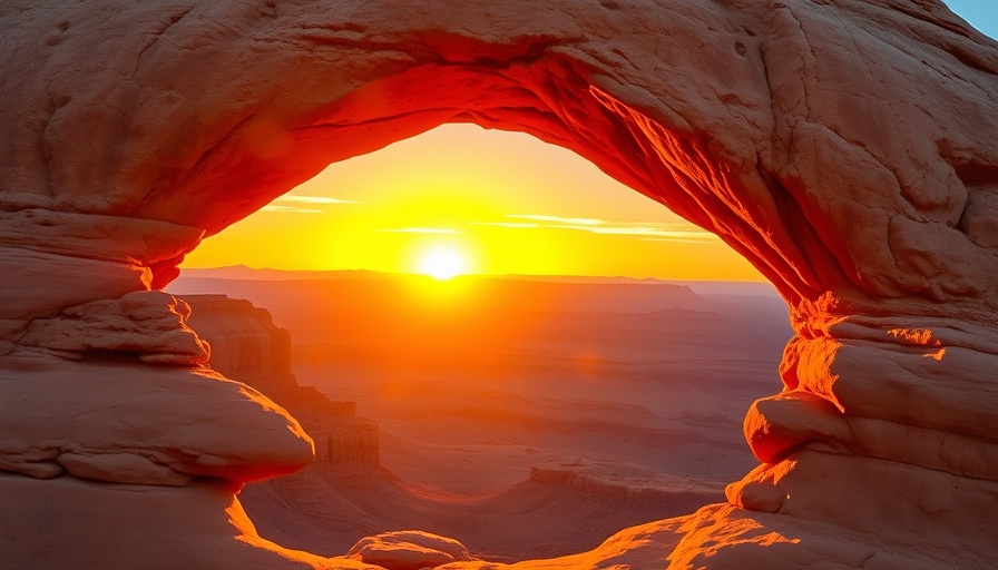 Sunrise through Mesa Arch in Canyonlands National Park tips.