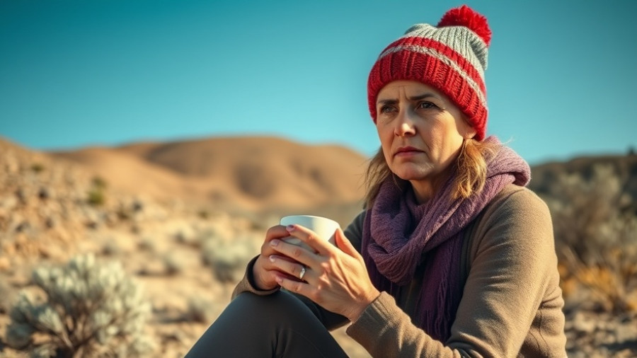 Woman experiencing RV life fatigue in a mountainous landscape, full time RV living tips.