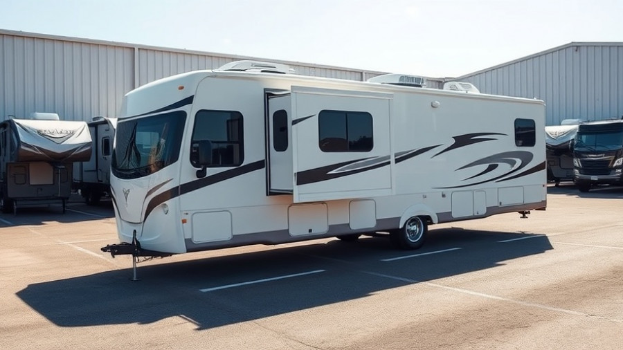 Open Range 393 3X RV parked in a dealership lot