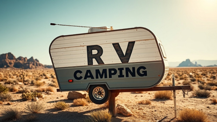 Retro RV sign with Horseshoe Bend Arizona in desert light