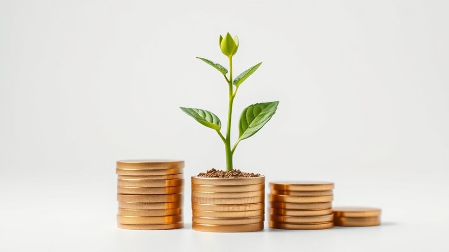 Symbolic financial growth with plant sprouting from coins, professional investment advisory in Cincinnati.