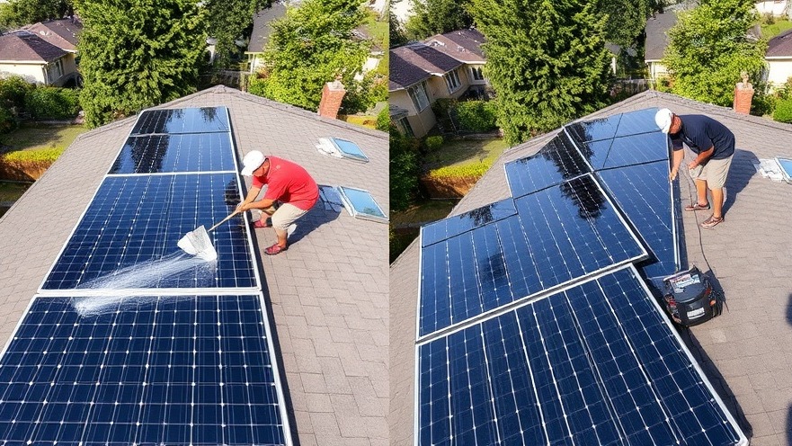 Side-by-side comparison of DIY homeowner vs. professional crew cleaning solar panels in Eugene Oregon.