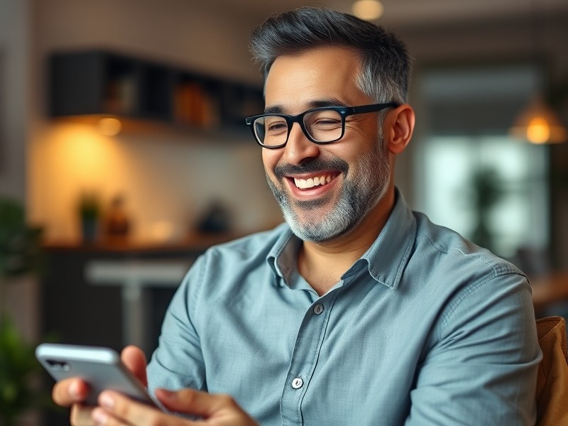 Business banking: pressure washing business owner with phone smiling.