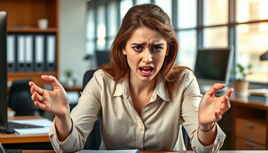 Visibility in sales concept with a frustrated woman at office desk