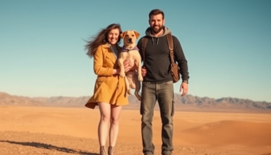 Couple exploring vast desert near free RV sites.