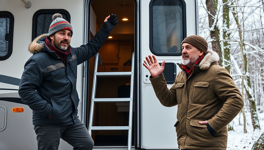 Conquering Self-Doubt in Camping: setting up camper in snowy forest.