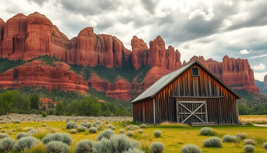 Serene landscape with barn and cliffs in underrated national park.