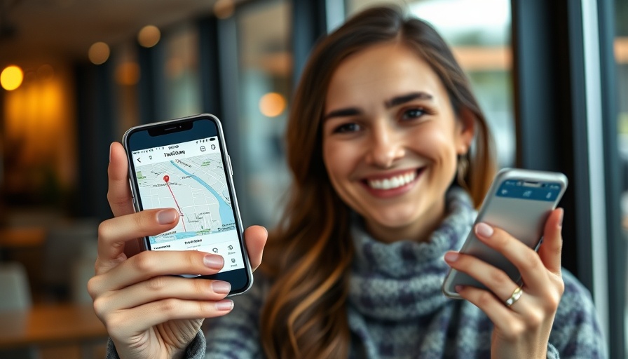 Mobile internet solutions for RVers: woman showing smartphone map.