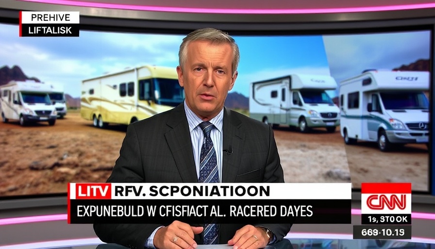 RV industry tariffs discussed in news broadcast with presenter.