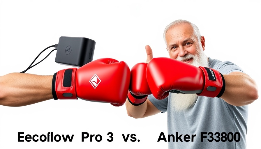 EcoFlow Delta Pro 3 vs Anker Solix F3800 with boxing gloves and bearded man.