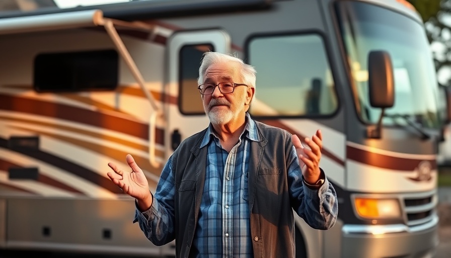 Older man discussing Thousand Trails issues in Texas near RV