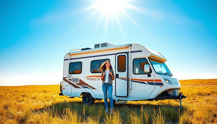 Woman enjoying affordable RV lifestyle in a sunny field