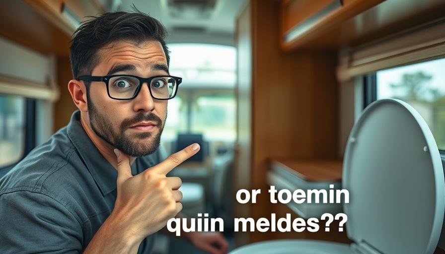 Curious man in RV questioning cleaning methods with toilet seat.