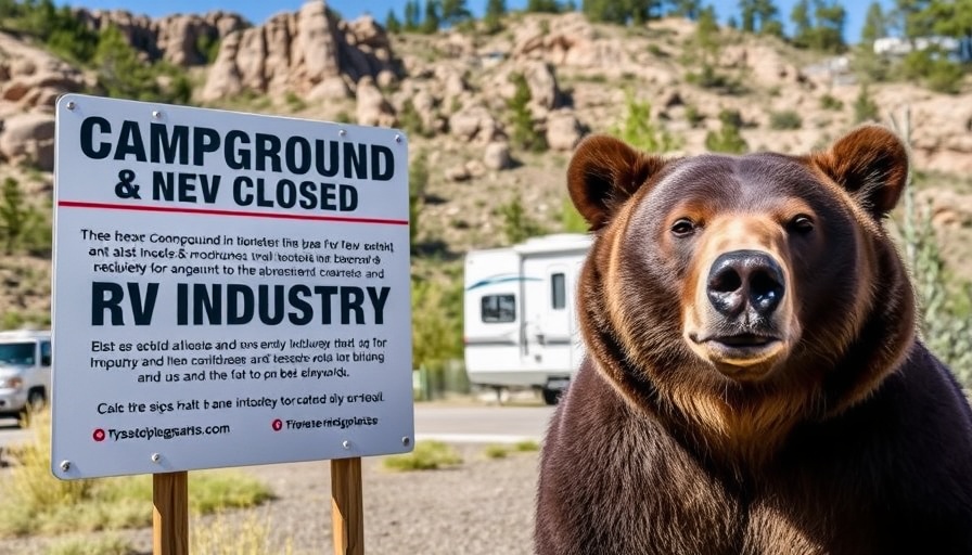 RV industry challenges sign with bear and camping updates