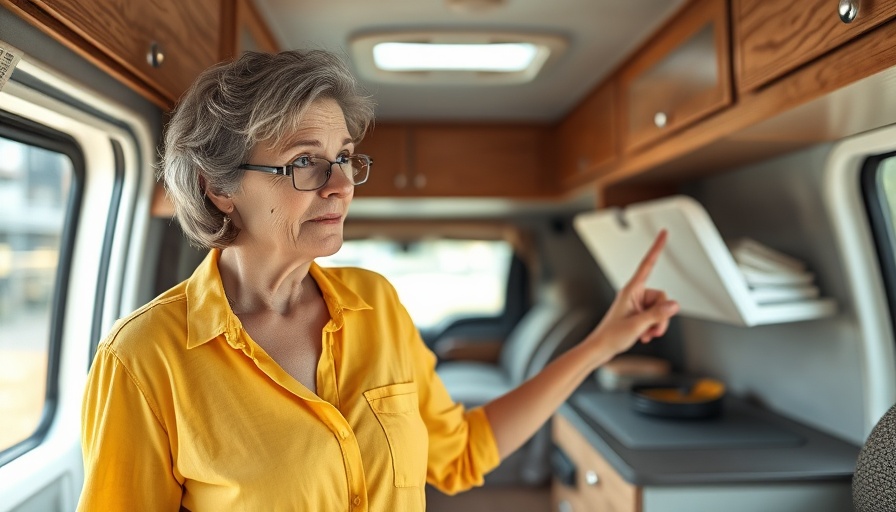 Woman sharing RV maintenance tips inside an RV.