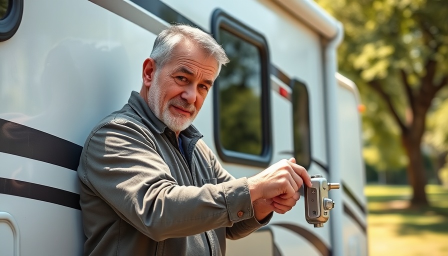 Man addresses RV lock issues on camper.