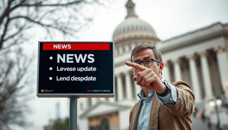 Breaking news on small business tax cuts with a man pointing at a sign.